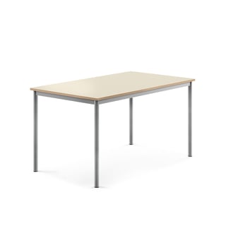 Desk SONITUS, 1400x800x720 mm, birch high pressure laminate, alu grey
