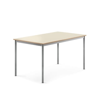 Stůl SONITUS, 1400x800x720 mm, stříbrné nohy, HPL deska tlumící hluk, bříza