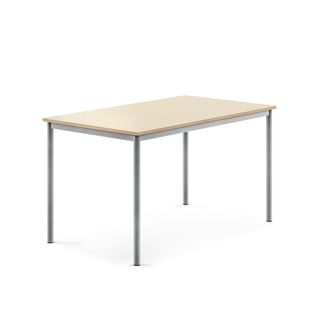 Desk SONITUS, 1400x800x760 mm, birch high pressure laminate, alu grey