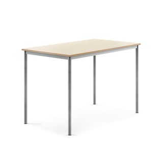 Desk SONITUS, 1400x800x900 mm, birch high pressure laminate, alu grey