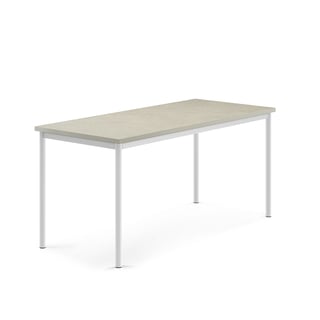 Pöytä SONITUS, ääntä vaimentava linoleumi, 1600x700x720 mm, harmaa, valkoinen