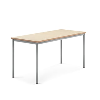 Stół SONITUS, 1600x700x760 mm, beżowe linoleum, szary aluminium