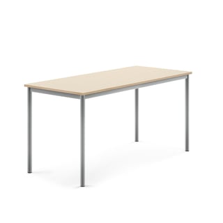 Desk SONITUS, 1600x700x760 mm, birch laminate, alu grey