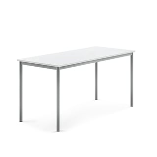 Pöytä SONITUS, 1600x700x760 mm, valkoinen laminaatti, hopeanharmaa