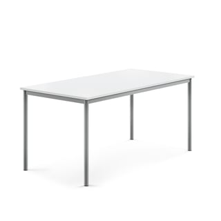 Stół SONITUS, 1600x800x720 mm, laminat biały, szary aluminium