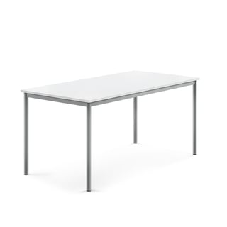 Tisch SONITUS, 1600x800x720 mm, Hochdrucklaminat weiß, alugrau
