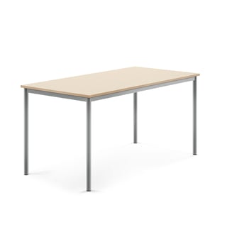 Desk SONITUS, 1600x800x760 mm, birch laminate, alu grey