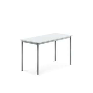 Desk BORÅS, 1200x600x720 mm, white laminate, alu grey