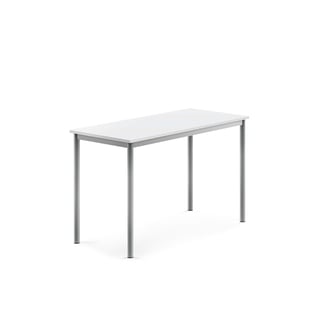 Stôl BORÅS, 1200x600x760 mm, laminát - biela, strieborná