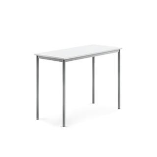 Stůl BORÅS, 1200x600x900 mm, stříbrné nohy, HPL deska, bílá