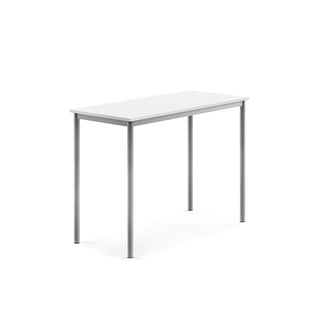 Pöytä BORÅS, korkeapainelaminaatti HPL, 1200x600x900 mm, valkoinen, hopeanharmaa