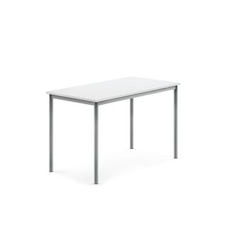 Desk BORÅS, 1200x700x760 mm, white laminate, alu grey