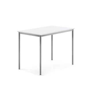 Desk BORÅS, 1200x800x900 mm, white laminate, alu grey