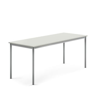 Skrivebord SONITUS, 1800x700x720 mm, grå højtrykslaminat, alu grå