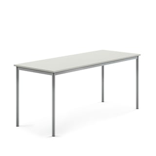 Stôl SONITUS, 1800x700x760 mm, HPL - šedá, strieborná