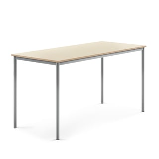 Desk SONITUS, 1800x800x900 mm, birch high pressure laminate, alu grey