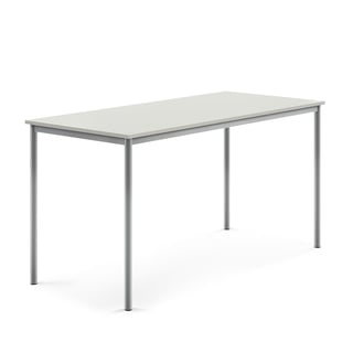 Stůl SONITUS, 1800x800x900 mm, stříbrné nohy, HPL deska tlumící hluk, šedá