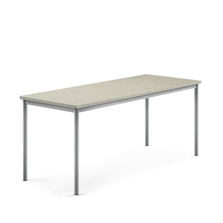 Stół SONITUS, 1800x700x720 mm, jasnoszare linoleum, szary aluminium