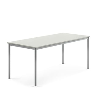 Skrivebord SONITUS, 1800x800x720 mm, grå højtrykslaminat, alu grå