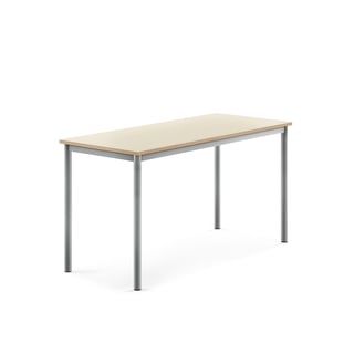 Desk BORÅS, 1400x600x720 mm, birch laminate, alu grey