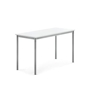 Desk BORÅS, 1400x600x760 mm, white laminate, alu grey