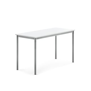 Stôl BORÅS, 1400x600x760 mm, laminát - biela, strieborná