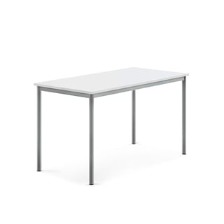 Pöytä BORÅS, 1400x700x760 mm, valkoinen laminaatti, hopeanharmaa