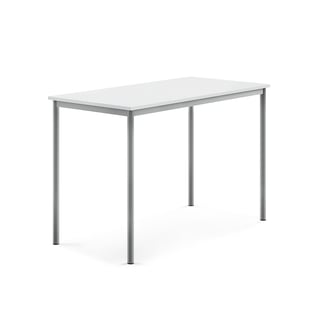 Desk BORÅS, 1400x700x900 mm, white laminate, alu grey