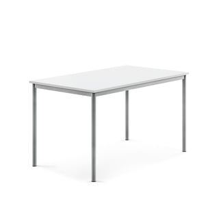 Stůl BORÅS, 1400x800x760 mm, stříbrné nohy, HPL deska, bílá