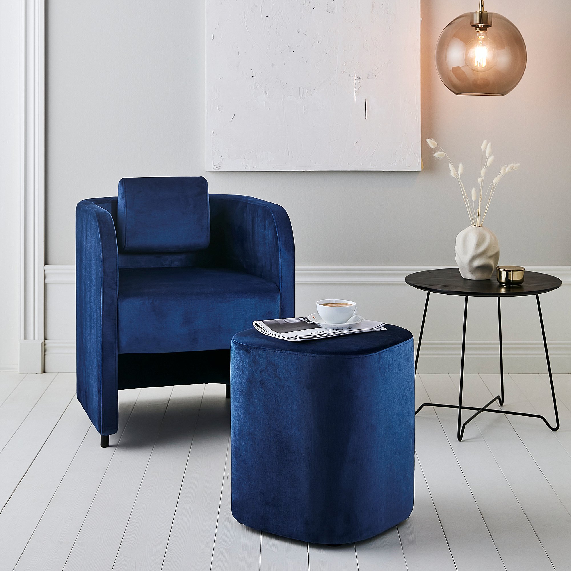 Light blue chair store and ottoman