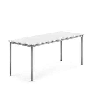 Pöytä BORÅS, korkeapainelaminaatti HPL, 1800x700x720 mm, valkoinen, hopeanharmaa