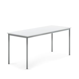 Desk BORÅS, 1800x700x760 mm, white laminate, alu grey