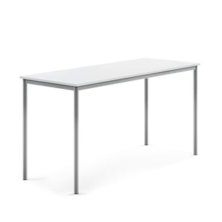 Desk BORÅS, 1800x700x900 mm, white laminate, alu grey