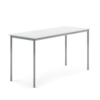 Tisch BORÅS, 1800x700x900 mm, Laminat weiß, alugrau