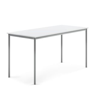 Desk BORÅS, 1800x800x900 mm, white laminate, alu grey