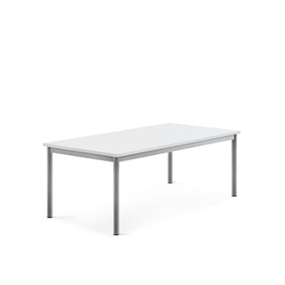 Bord BORÅS, 1400x700x500 mm, sølvfarvet stel, højtrykslaminat, hvid