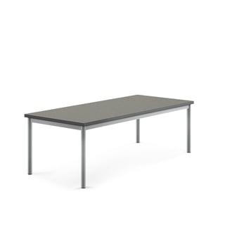 Desk SONITUS, 1600x700x500 mm, dark grey linoleum, alu grey