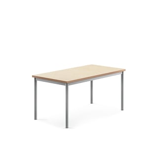 Stół SONITUS, 1200x700x600 mm, beżowe linoleum, szary aluminium