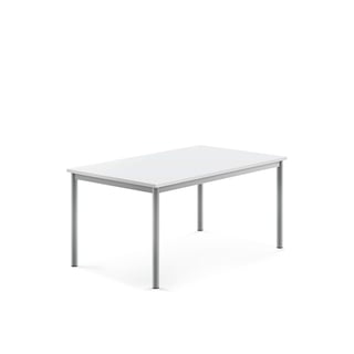 Bord BORÅS, lyddempende, L1200 B800 H600 mm, stativ sølv, bordplate hvit