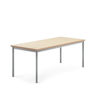 Stůl SONITUS, 1600x700x600 mm, stříbrné nohy, deska s linoleem, béžová