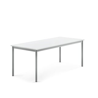 Desk BORÅS, 1600x700x600 mm, white laminate, alu grey