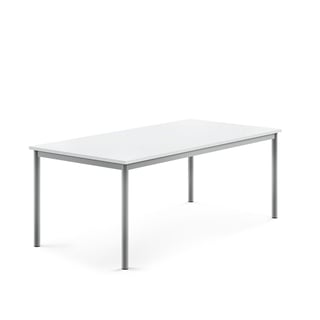 Desk BORÅS, 1600x800x600 mm, white laminate, alu grey