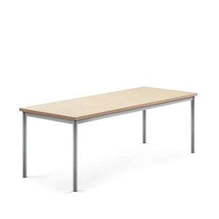 Desk SONITUS, 1800x700x600 mm, beige linoleum, alu grey
