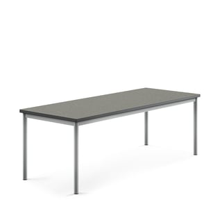 Stół SONITUS, 1800x700x600 mm, ciemnoszare linoleum, szary aluminium