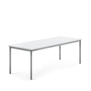 Desk BORÅS, 1800x700x600 mm, white laminate, alu grey