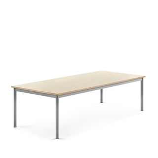 Desk BORÅS, 1800x800x500 mm, birch laminate, alu grey