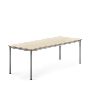 Desk BORÅS, 1800x700x600 mm, birch laminate, alu grey
