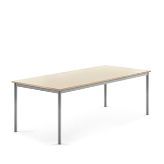 Pöytä BORÅS, korkeapainelaminaatti HPL, 1800x800x600 mm, koivu, hopeanharmaa