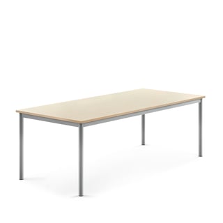Desk BORÅS, 1800x800x600 mm, birch laminate, alu grey