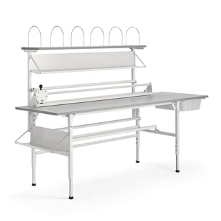 Packing workstation SEND, with rear shelves, 2400x800 mm, grey